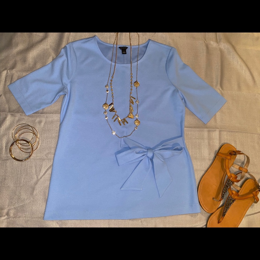 Ann Taylor Baby Blue Bow Top